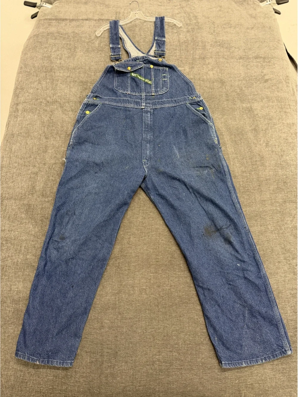 Vintage Blue Denim Overalls with Adjustable Straps 44x30